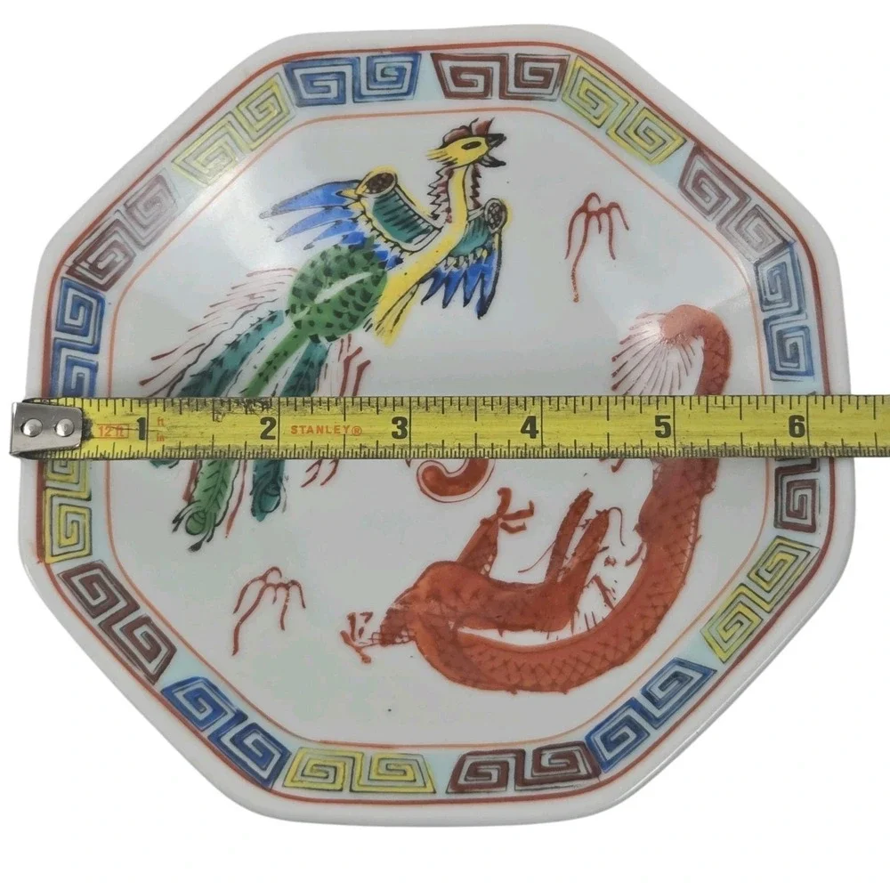Antique Art Chinese Beishan‎ Pottery Dragon Octagonal Bowl Footed Dish 6.5